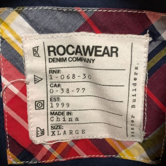 Rocawear Denim Co. Master Builders Red Plaid Cotton SS Snap Front Shirt Size XL - Picture 5 of 16